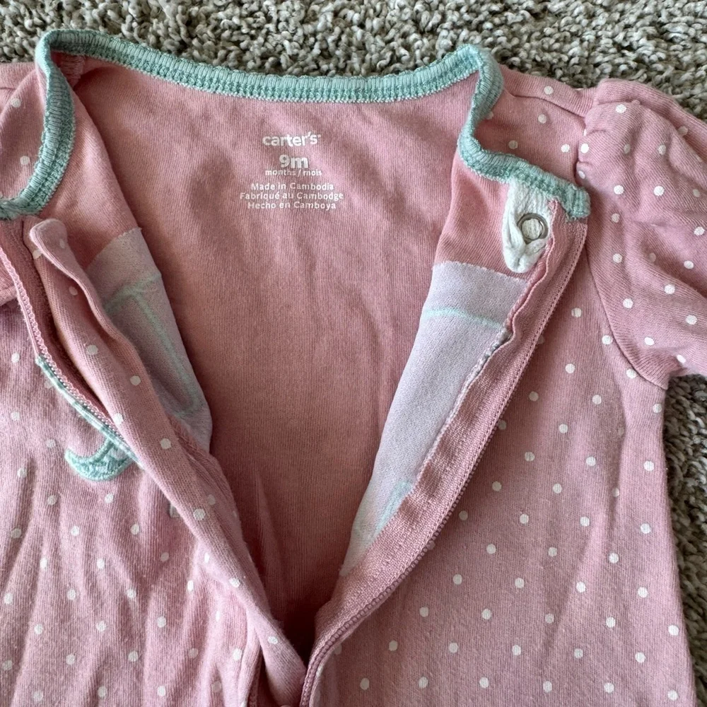 Baby Girl Carter's Elephant 2-Way Zip Sleep & Play Size 9 months
